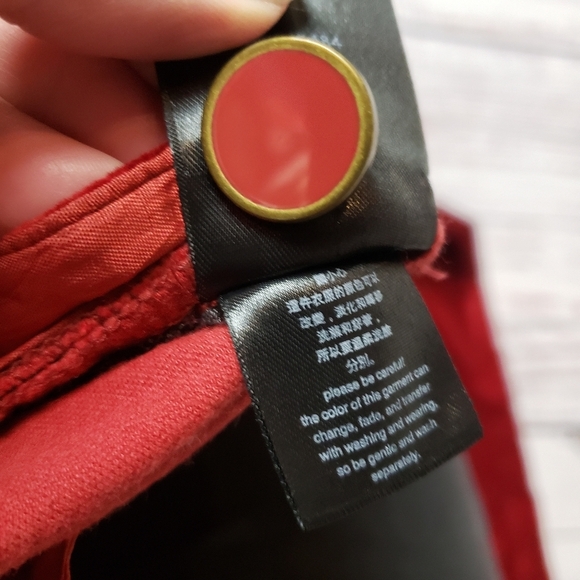 Anthropologie The Essential Slim Red High Waist Velvet pants Trousers  Size 2 - Picture 5 of 14